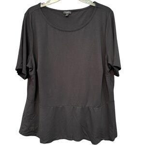 Talbots Woman Petites 2XP Black Short Sleeve Tunic Top